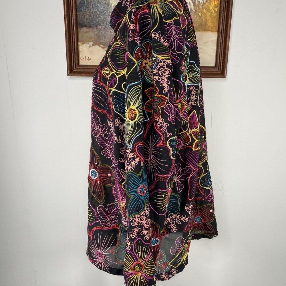 Vintage Coldwater Creek Button Up Shirt Top Women's XL Multicolor Floral VTG - Picture 6 of 12